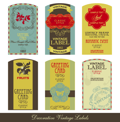 free vector Oldfashioned tag set vector